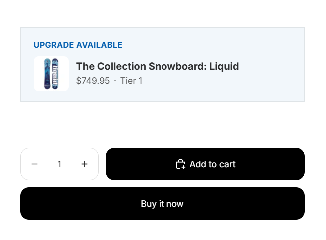 Product Tiers upgrade badge — clean blue banner style