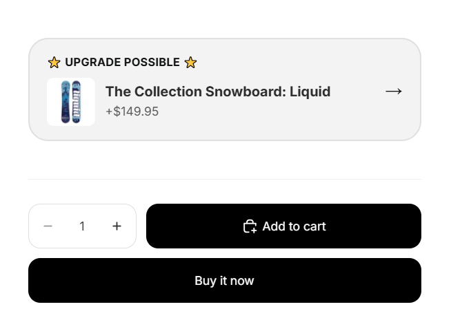Product Tiers upgrade badge — minimal 'Upgrade possible' style