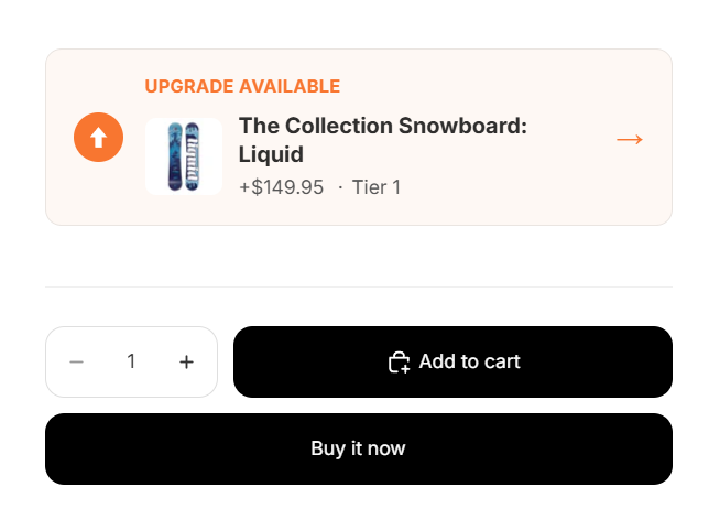 Product Tiers upgrade badge — warm orange style